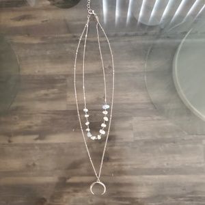 2 Necklaces in one: Stones and Half Moon